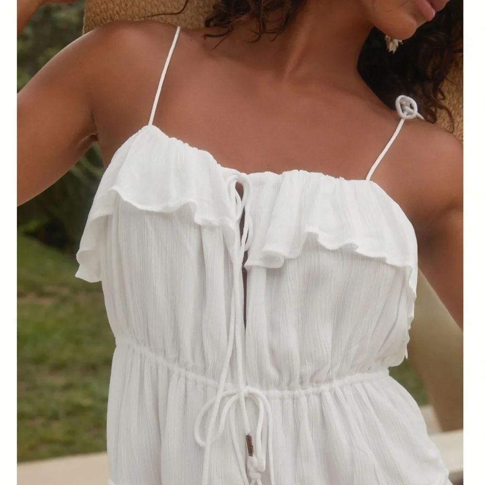 ANTHROPOLOGIE Tiered A Line White Sleeveless Dress Size M NEW - Picture 12 of 12